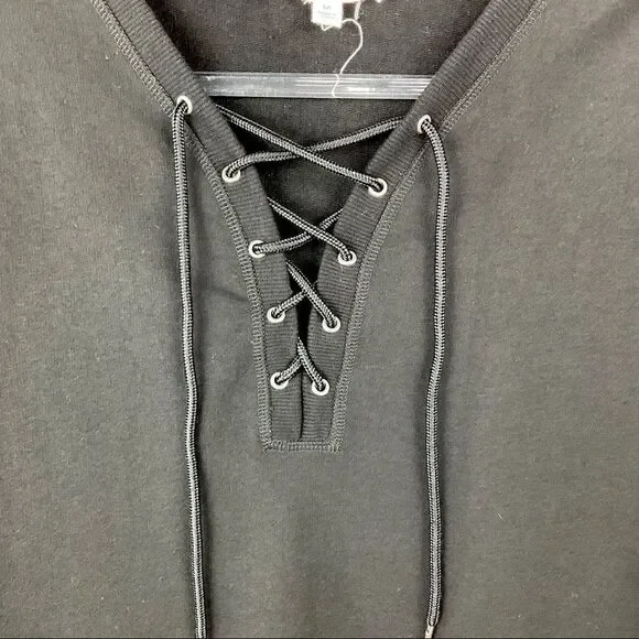 Cloud Chaser Black Lace Up Sweatshirt Medium - Picture 2 of 5